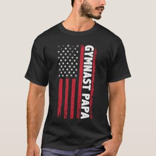 GYMNAST PAPA Sports Dad Player Coach USA Flag T-Shirt