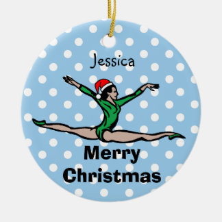 Gymnast Personalise Leap Santa ornament
