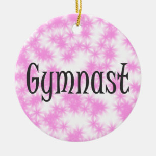 Gymnast Pink and White Ceramic Tree Decoration