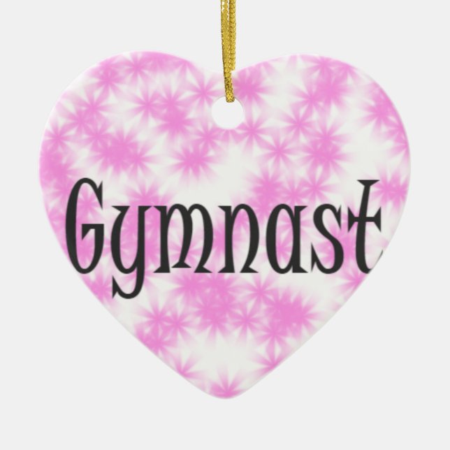 Gymnast Pink and White Ceramic Tree Decoration (Front)