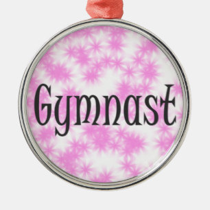 Gymnast Pink and White Metal Tree Decoration