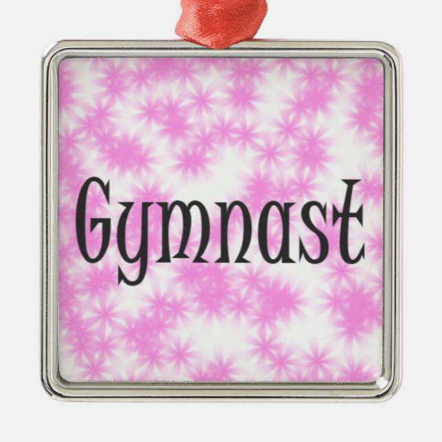 Gymnast Pink and White Metal Tree Decoration (Front)