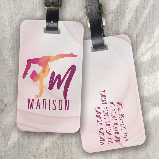 Gymnast Pink Personalised Luggage Tag (Creator Uploaded)