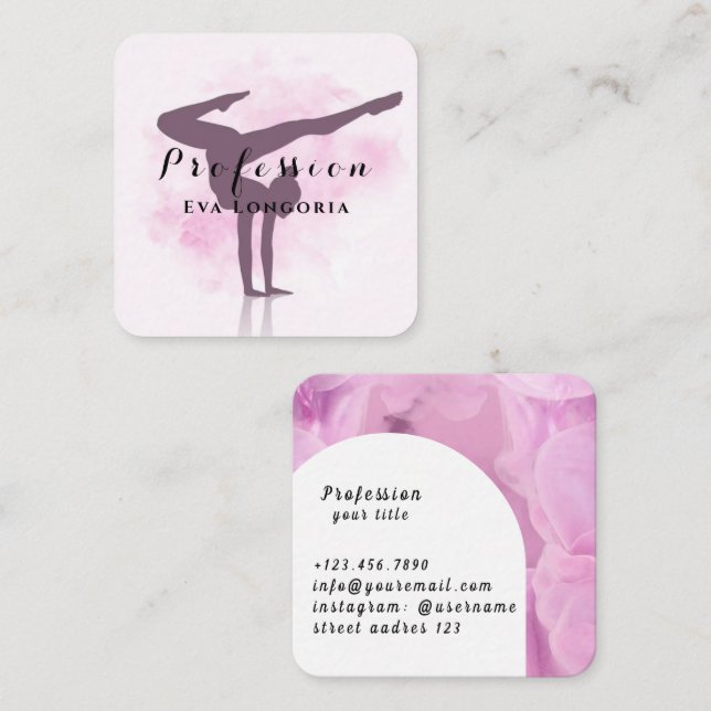 Gymnast Pink Square Business Card (Front/Back)