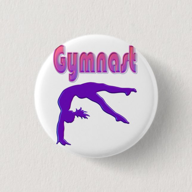 Gymnast Power Tumbling Purple Metallic 3 Cm Round Badge (Front)