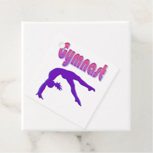 Gymnast Power Tumbling Purple Metallic Favour Tags