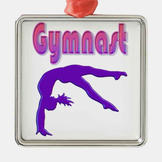 Gymnast Power Tumbling Purple Metallic Metal Tree Decoration (Front)