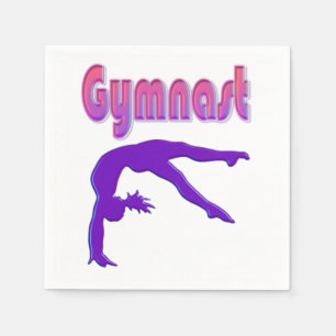 Gymnast Power Tumbling Purple Metallic Napkin