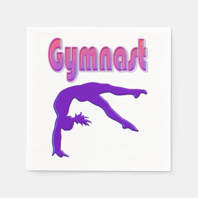 Gymnast Power Tumbling Purple Metallic Napkin (Front)