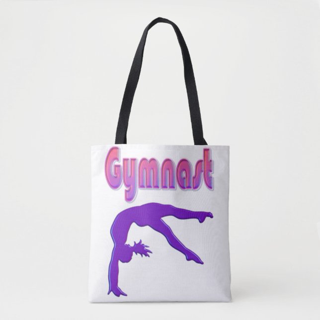 Gymnast Power Tumbling Purple Metallic Tote Bag (Front)