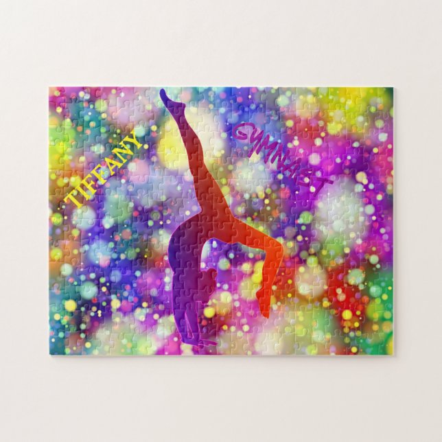 Gymnast puzzle with personalized name. (Horizontal)
