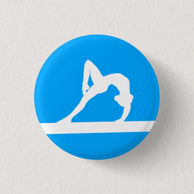 Gymnast Silhouette Button Blue (Front)