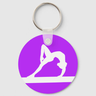 Gymnast Silhouette Keychain Purple