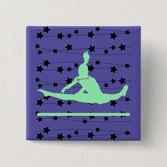 Gymnast Swirling Stars 15 Cm Square Badge (Front)
