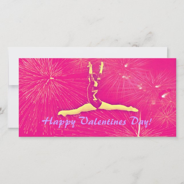 Gymnast Valentines Day Photocard Holiday Card (Front)