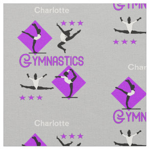 Gymnastic Athletes Purple Pink Personalised Fabric