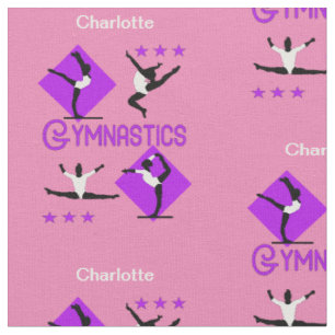 Gymnastic Athletes Purple Pink Personalised Fabric