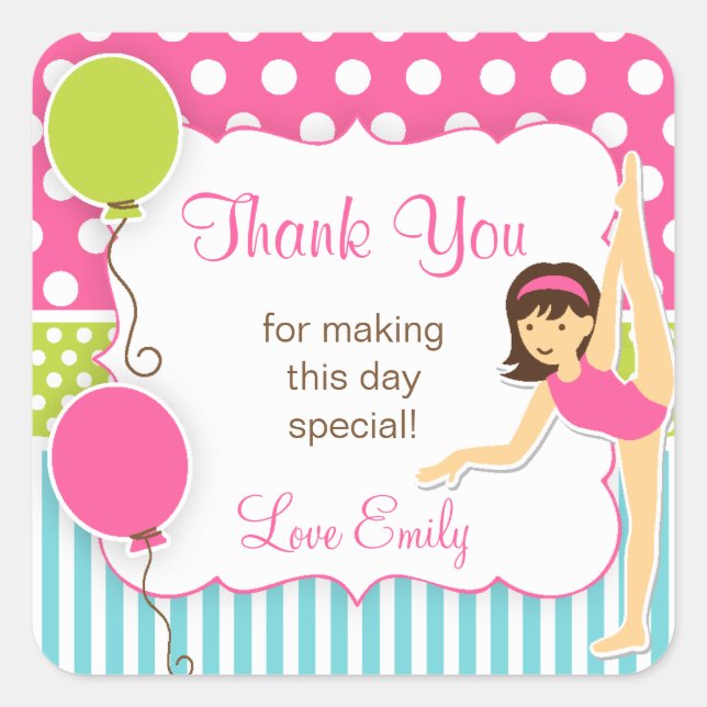 Gymnastic Birthday Favour Tag (Front)