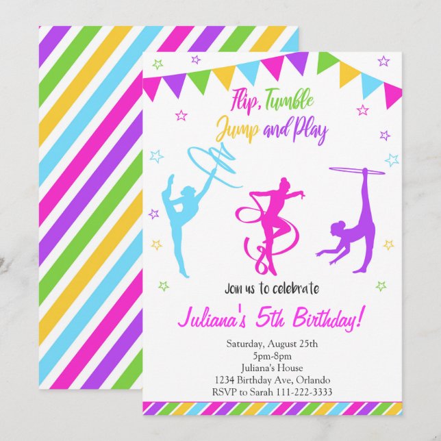 Gymnastic Birthday Invitation (Front/Back)