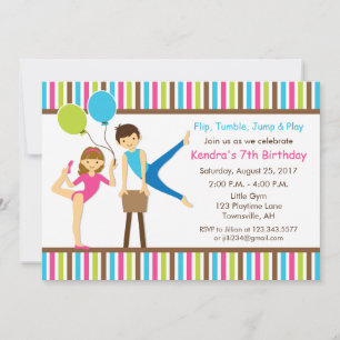 Gymnastic Birthday Invitation Girl and Boy