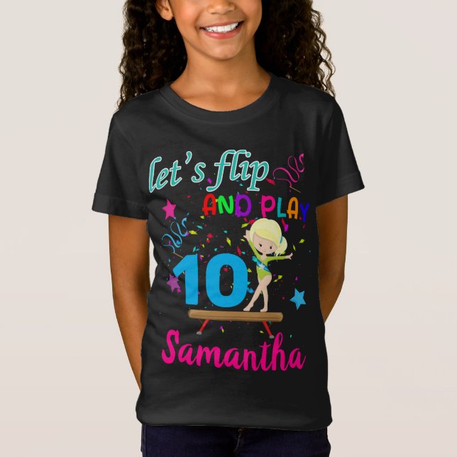 Gymnastic Birthday Let's Flip Custom T-Shirt (Front)