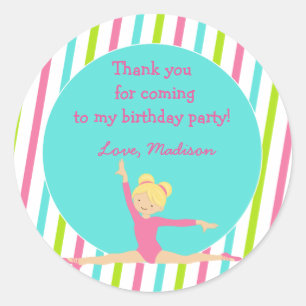 Gymnastic Birthday Party Favour Stickers