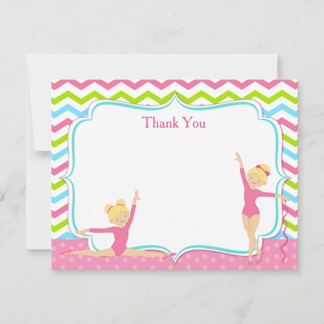 Gymnastic Birthday Thank You Notes (Front)