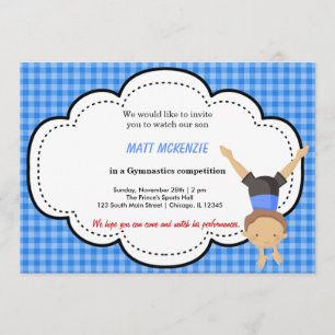 Gymnastic Boy Competition (Blue) Invitation
