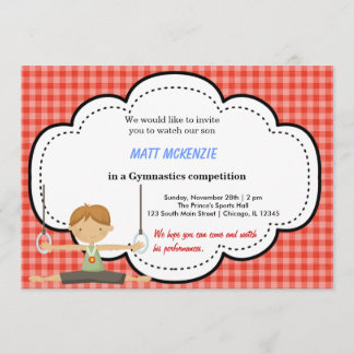Gymnastic Boy Competition (Red) Invitation