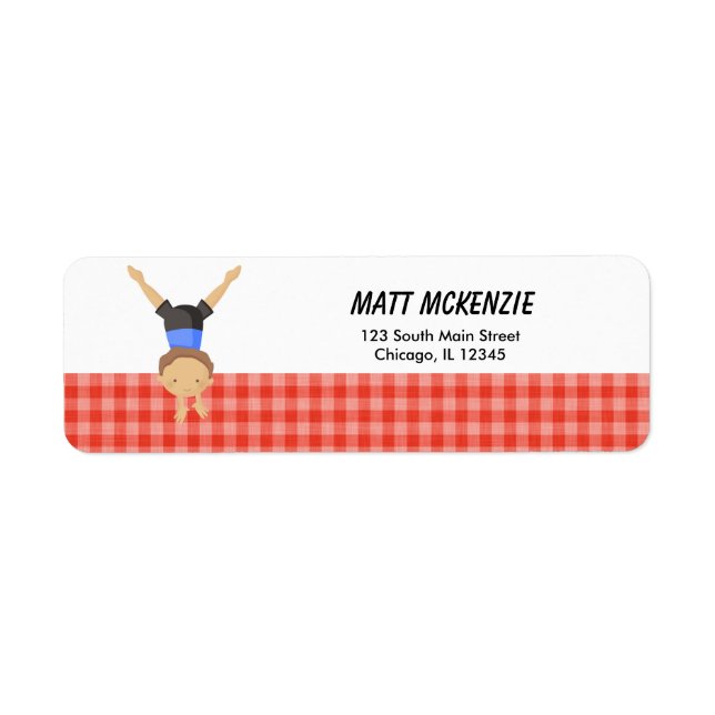 Gymnastic Boy Return Address (Red) (Front)