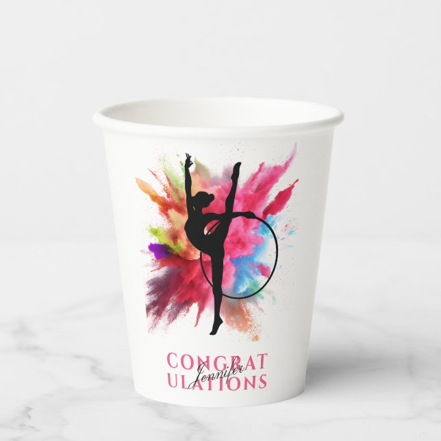 Gymnastic Colourful Powder Explosion Congratulatio Paper Cups (Front)