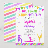 Gymnastic Flip Tumble Jump Birthday Invitation