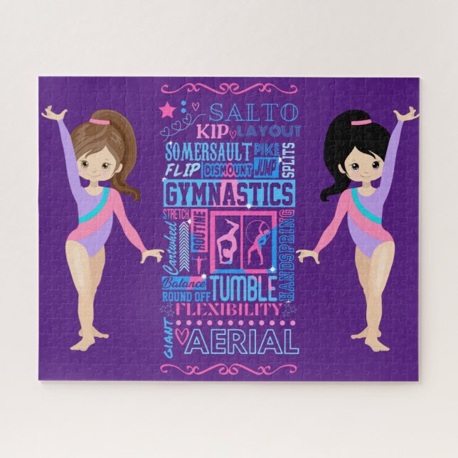 Gymnastic Girls Skill Words of Gymnastics  Jigsaw Puzzle (Horizontal)