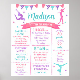 Gymnastic Gymnast Birthday Milestone Board Sign
