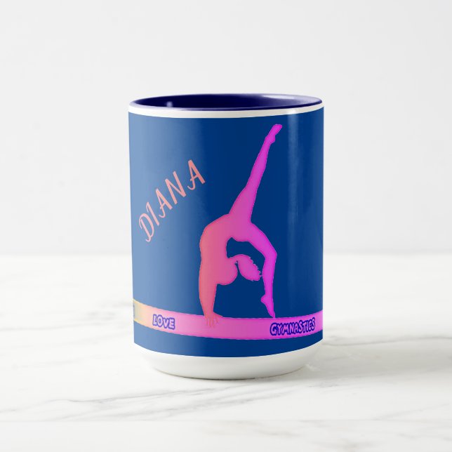 GYMNASTIC gymnast on balance beam coffee mug. Mug (Center)