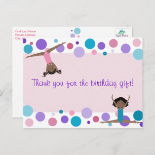 Gymnastic Party Thank You in Pink, Purple & Aqua Postcard
