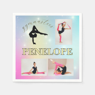 Gymnastic Pastel Rainbow Gradient 3 Photo Custom Napkin