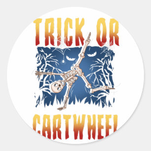 Gymnastic Sports Lover Skeleton Cartwheel Classic Round Sticker