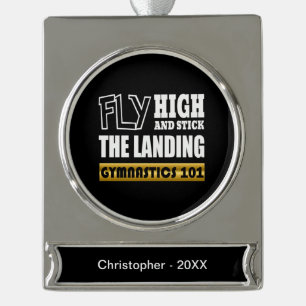 Gymnastics 101 Fly High - Uneven High Bar Gymnast Silver Plated Banner Ornament