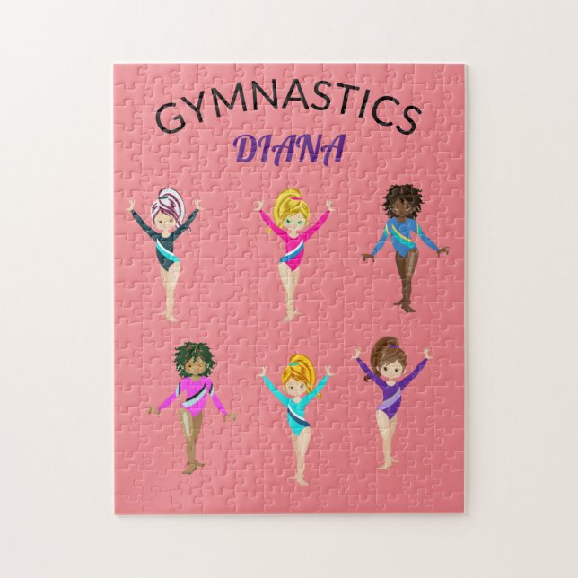 Gymnastics 6 gymnast personalised girl's puzzle. jigsaw puzzle (Vertical)