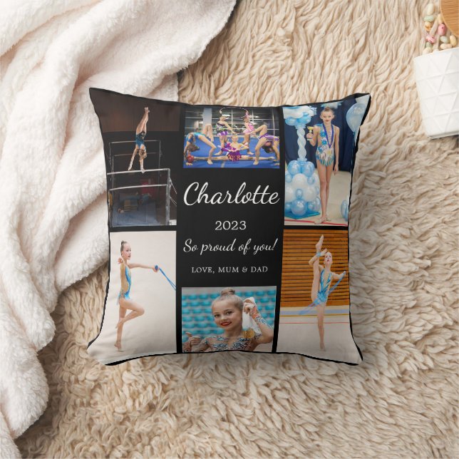 Gymnastics 6 Photo Collage Modern Keepsake Cushion (Blanket)