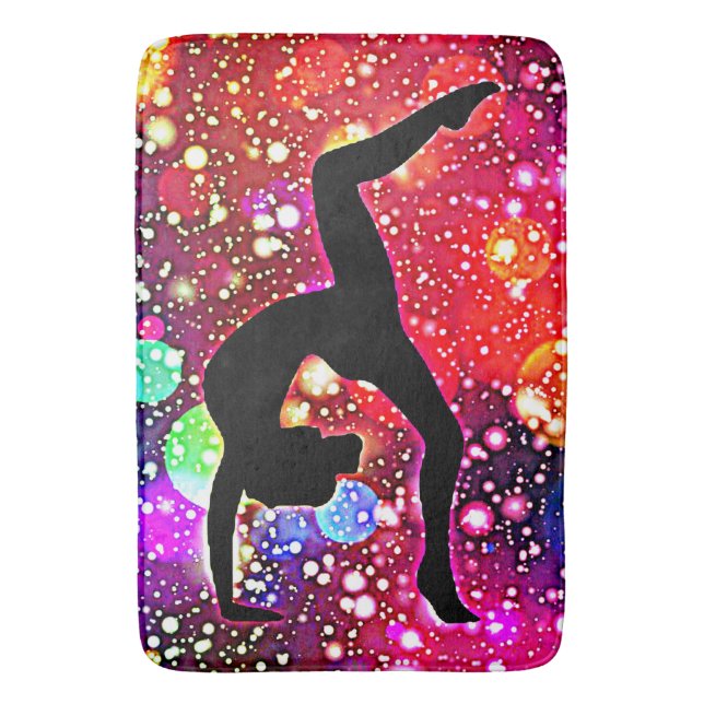 Gymnastics Abstract Bubble Dot Handstand Pose Bath Mat (Front Vertical)