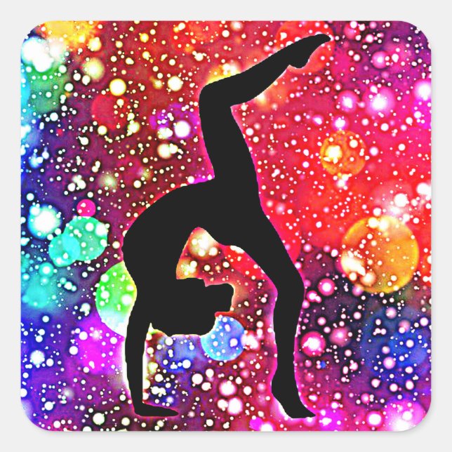 Gymnastics Abstract Bubble Dot Handstand Pose   Square Sticker (Front)