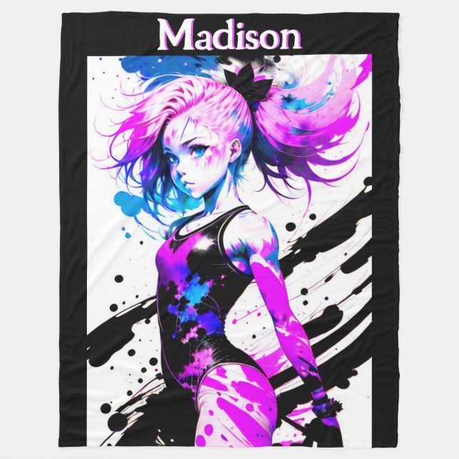 Gymnastics Abstract Spirit of the Gymnast Custom Fleece Blanket (Front)