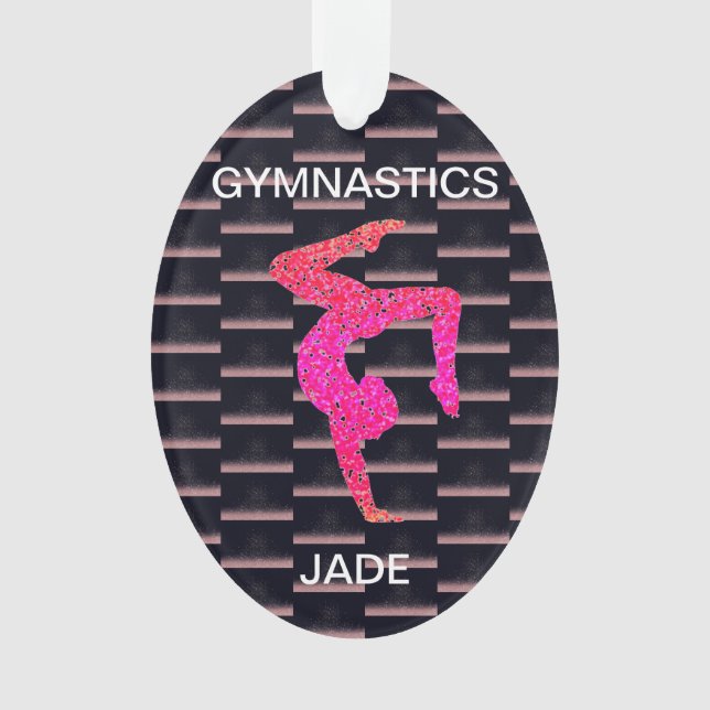Gymnastics acrylic ornament personalized. (Front)