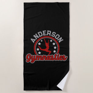 Gymnastics ADD NAME Gymnast Vault Floor Athlete Beach Towel