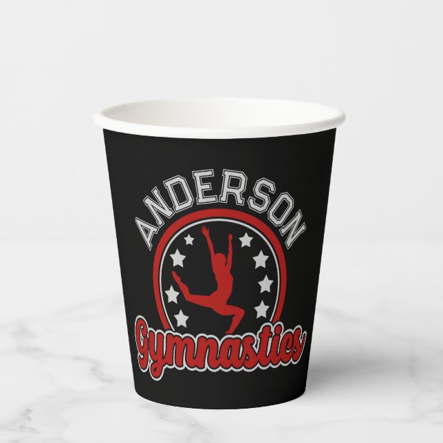 Gymnastics ADD NAME Gymnast Vault Floor Athlete  Paper Cups (Front)