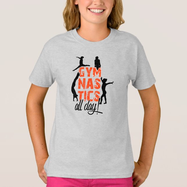 Gymnastics All day! in orange T-Shirt (Front)