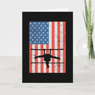Gymnastics Amercian Flag Bars Beam Gymnast Card
