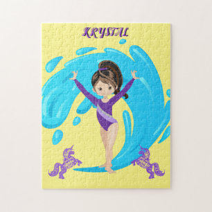 Gymnastics and purple ponies personalised  jigsaw puzzle